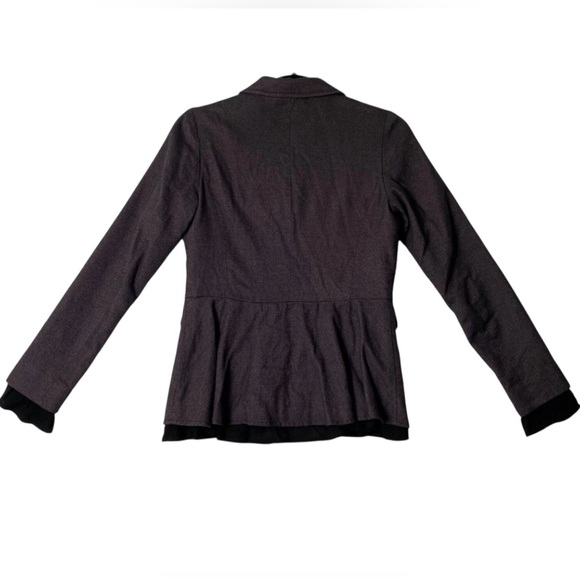 Anthropologie Gray Wool Peplum Blazers Academia w/Black Ruffled Hem Pockets, M - Picture 3 of 15